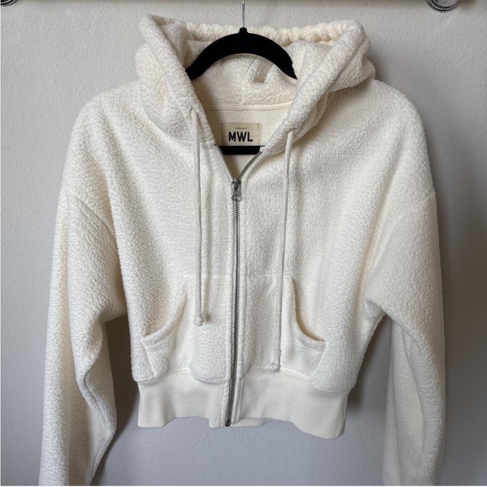 Madewell Boucle Cropped Fleece Zip-Up Hoodie